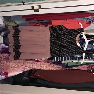 Eye catching black and dusty rose party dress.